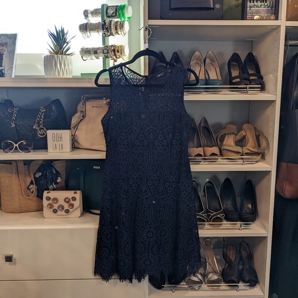 Reitmans Blue Lacy Fit and Flare Sleeveless Dress - Picture 3 of 6